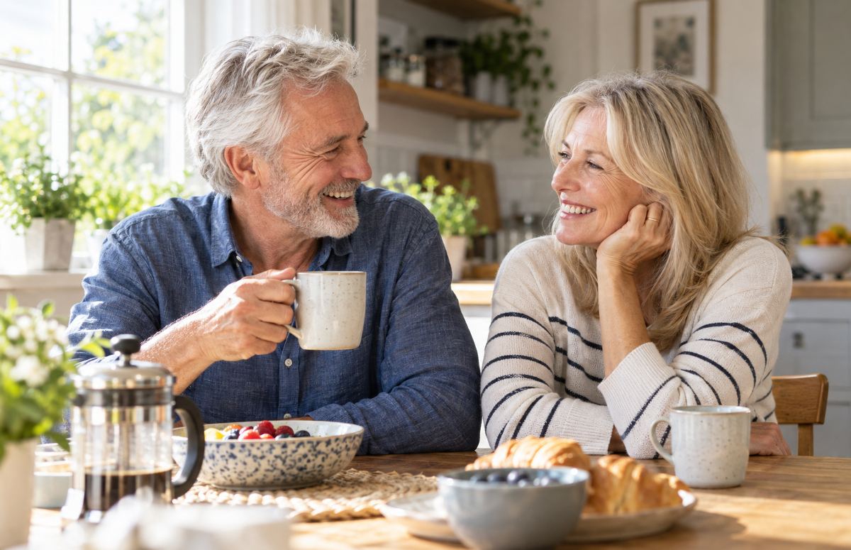 Older couple smiling together