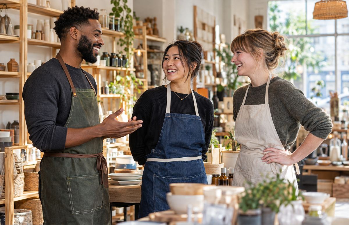 Small business team together at work