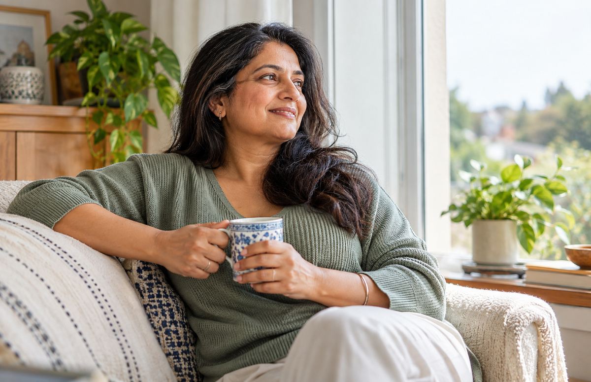 Woman relaxing at home